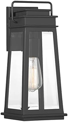 Savoy House 5-812-BK Boone Mission Traditional Clear Beveled Glass Outdoor Wall Lantern, 1-Light 60 Watt, 15" H x 6" W, Matte Black