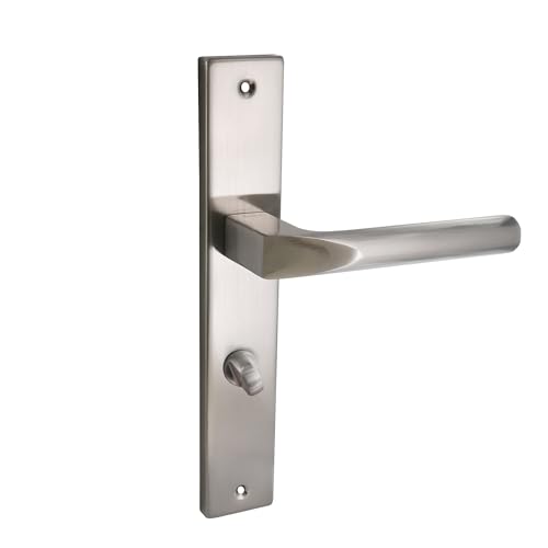 domino Set de poignées de porte Kit de poignée de porte WC – Ensemble pour porte de salle de bain avec raccords en aluminium argenté universelle CONO M9...