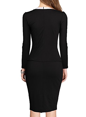 MUSHARE Women's Colorblock Wear to Work Business Party Bodycon One-Piece Dress2