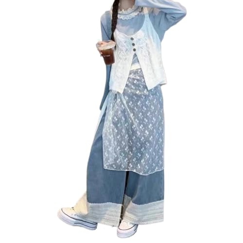 Women Lace Skirt Y2k Skirt Coverup Skirt See Through Lace Layered Skirt Mesh Stacked Wrap Skirt Korean Streetwear