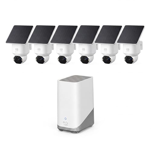 eufy SoloCam E42,6-Cam Kit,4K Security Camera Wireless Outdoor, Solar Powered, AI Motion Tracking, Strobe Light, Pan & Tilt, Facial Recognition, Up to 16 TB, Smart Home Compatible