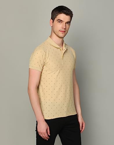 Image of INKKR Men's Printed Polo Neck Half Sleeve Multicolor T-Shirt