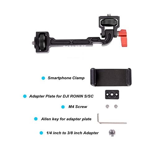 Weebill S/Dji Rsc2 Gimbal Monitor Mount, Extension Plate Ronin S Accessories With 1/4 Thread Cold Shoe Mount Smartphone Clamp Compatible With Dji Ronin S/Sc/Rs2/Rsc2/Zhiyun Crane 3/2S/Weebill S/Lab #TOP6