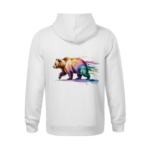 Kids Watercolor Grizzly Bear Boys Girls Lightweight Kangaroo Pocket Fleece Hoodies3