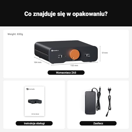 Fosi Audio ZA3 Zrównoważony Wzmacniacz Stereofoniczny Mini 2-kanałowy Monofoniczny TPA3255 do subwoofera stacjonarnego kina domowego Wieża regałowa Podłogowe głośniki pasywne z zasilaczem 48V