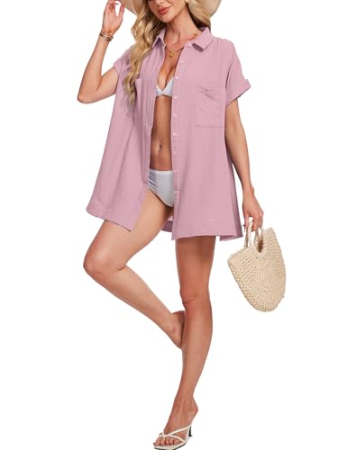 Image of Breezy Lane Beach Cover Up for Women Button Down Shirt Swimsuit Coverup Bathing Suit Cover Ups for Swimwear Vacation