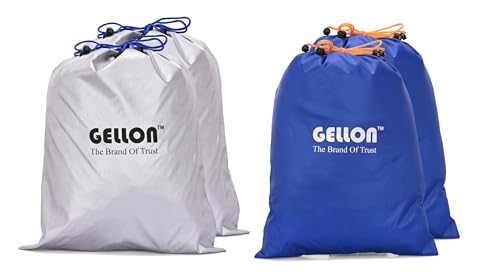 Image of Gellon 4 Pc Shoes Bag in Umbrella Cloth for Travel & Storage Travel Organizer for Women & Men Travel Accessories Shoes Cover Pouch Shoes Bag for Travel Essentials in Blue & Silver Color