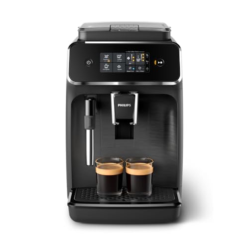 Philips 2200 Series Kaffeevollautomat - 2 Kaffeespezialitäten, Touch-Display, klassischer Milchaufschäumer, Keramikmahlwerk, Mattschwarz (EP2220/10)