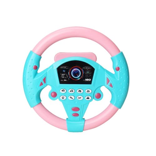 HADAVAKA 360 Rotating Musical Steering Wheel - Portable Car Back Seat Driving Simulation Toys Fun Tunes & Realistic Driving Sounds Travel Activity for On-Road Entertainment During Trips (Blue)