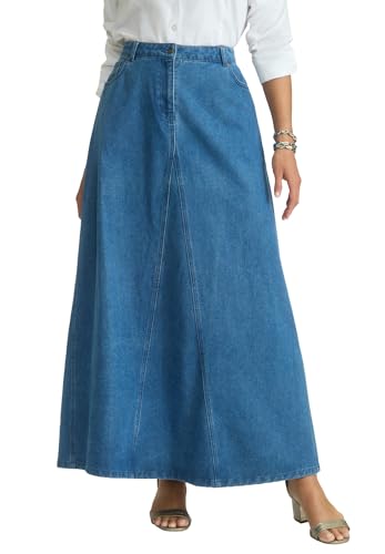 Jessica London Women's Plus Size Denim Inset Maxi Skirt