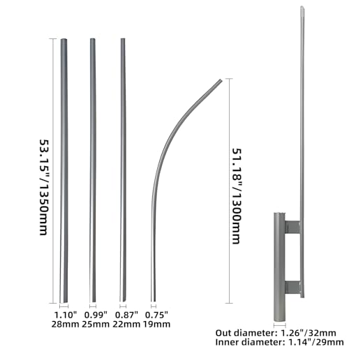 Yaetek 15ft Aluminum Advertising Flag POLE & GROUND SPIKE for Swooper Feather flag kit - Flag Pole with Ground Stake/Ground Mount Kit - Thumbnail 2
