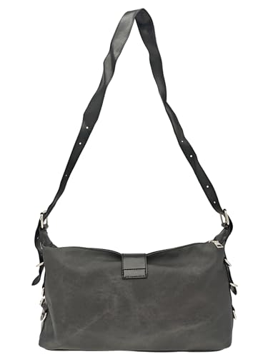 Women's Glossy PU Leather Underarm Bag Y2k Buckle Punk Shoulder Bags Retro Adjustable Handbag Clutch Purse3