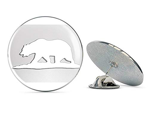 White Vinyl California Bear Shape (ca Bears Flag) Metal 0.75