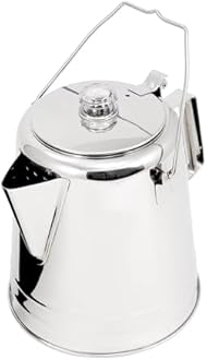 GSI Outdoors Glacier Stainless Steel Percolator Coffee Pot | Ultra-Rugged for Brewing Coffee Over Stove and Fire | Ideal for Group Camping, 28 cup (65028)