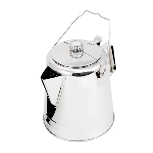 GSI Outdoors Glacier Stainless Steel Percolator Coffee Pot | Ultra-Rugged for Brewing Coffee Over Stove and Fire | Ideal for Group Camping, 28 cup (65028)