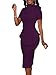 WanMem Women Formal Bodycon Peplum Cocktail Dress Short Sleeve Bow Ruffle Pencil Party Midi Dresses
