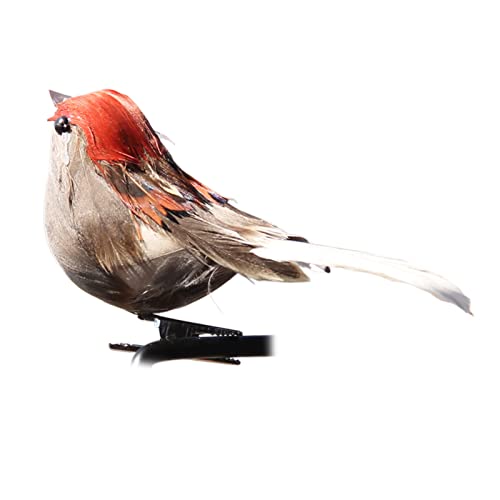 Luojuny Faux Moineau Plumes scène Mise en Page Mini Mariage Arbre Branches Ornement Faux Animal Oiseau pour Cour Rouge