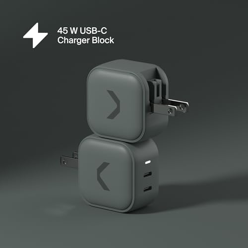 CLEMM Core USB-C Charger Block Power Adapter for MacBook, Iphone 17/16/15/14/13/12/11/X, Galaxy S24 Ultra/S23 45W Max Output Fast Charging, Foldable, GaN, PPS, 3.0, 2-Ports, Compact Sleek Design, Gray - Image 4