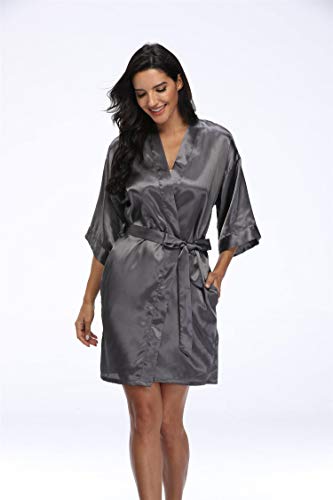 Image of Women's Pure Short Silky Robes Bridesmaid Bride Party Satin Robes Sleepwear