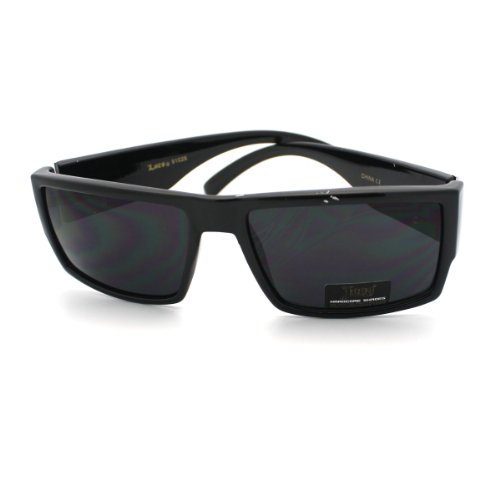 Shiny Black Locs Old School Gangster Rapper Style Sunglasses Square Frame2
