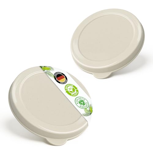 BIO Dosendeckel 2x Groß (99mm) mit Lasche – für 800g Konservendosen, luftdicht & wiederverwendbar – BPA-frei, spülmaschinengeeignet, nachhaltig aus Zuckerrohr – FALKENHORN Made in Germany – Creme