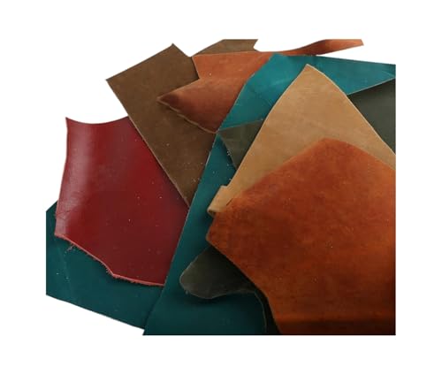 Leather Scrap - Large Pieces of Full Grain Leather Cowhide Remnants Bag - Design & Make Crafts - Mixed Colors (1 Lbs)