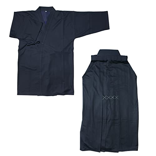 剣道屋 クール&ドライジャージ剣道着+クール&ドライジャージ袴(内ヒダ縫製加工) 上下セット (上着4.5号, 袴27号)