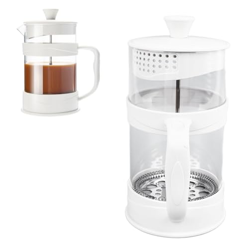 Gsycle 1000ml French Press Coffee Maker, High Borosilicate Glass Double Layer Insulation Press Cold Brew Coffee Pot with Plastic Cover for Tea Office