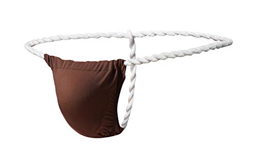 Newsywell Mens Thongs Breathable Pouch Nylon Tanning Underware Low Rise Bikini Underwear Coffee X-Large