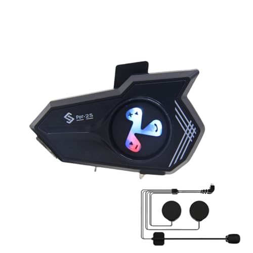Generisch Auriculares para casco de motocicleta - Casco manos libres, luz LED de colores, asistente de voz, cancelación de ruido, resistente al agua, para hombres y mujeres al montar en moto