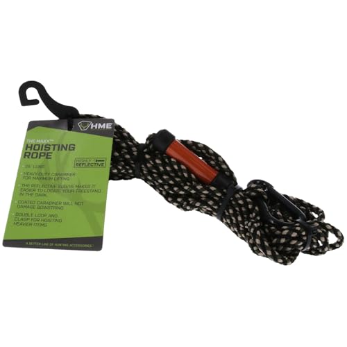 Image of HME Maxx Hoist Rope (25 FT) - Reliable Sturdy Adjustable Easy-to-Install Hunting Gear Lift System with Highly Reflective Band