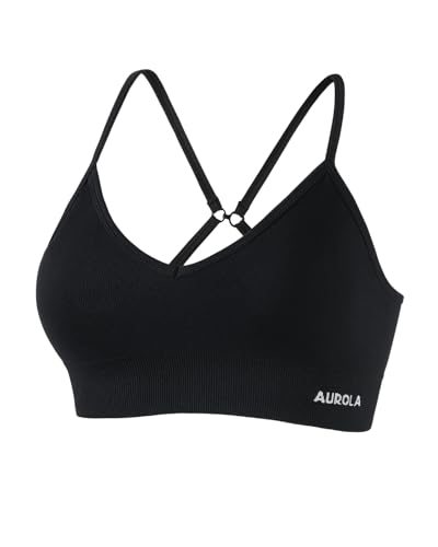 AUROLA Serpent Seamless Sports Bras for Women,Backless Padded Strappy Workout Gym Yoga Crop Tops
