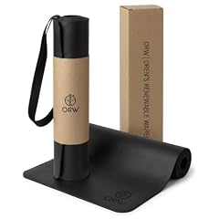 ORW Premium Yoga Mat, Non Slip Surface, Rubber Base, 4mm Thick, Hot Yoga & Gym, 72”x26”, Black, Limited Explore the Warehouse Edition