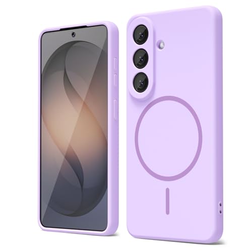 oakxco for Samsung Galaxy S26 Plus Case Silicone Mag Safe, Magnetic Slim Thin Phone Case Compatible with Magsafe, Women Girls Girly Aesthetic Soft Rubber Safecase with Camera Cover, Purple Lavender