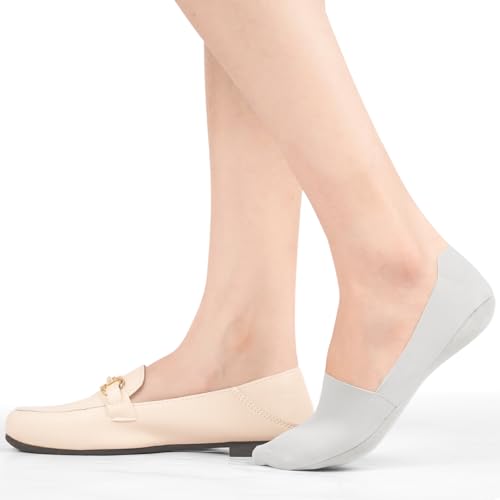 Image of floconssy No Show Socks Womens Nylon Non Slip Low Cut Invisible Liner Footies Thin Silk Socks for Flats Loafers 6 Pairs