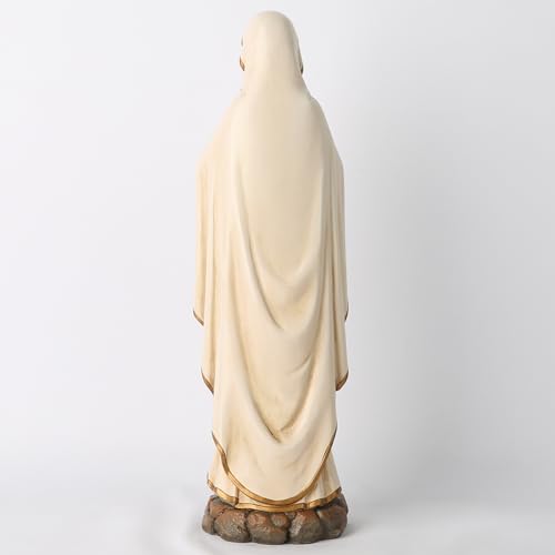 BC Catholic Our Lady of Lourdes Statue, Blessed Virgin Mary Figure for Altar,Religious Gift for Mom, Religious décor for Home, 14.5\" H, Renaissance Sculpture Handmade by Buildclassic