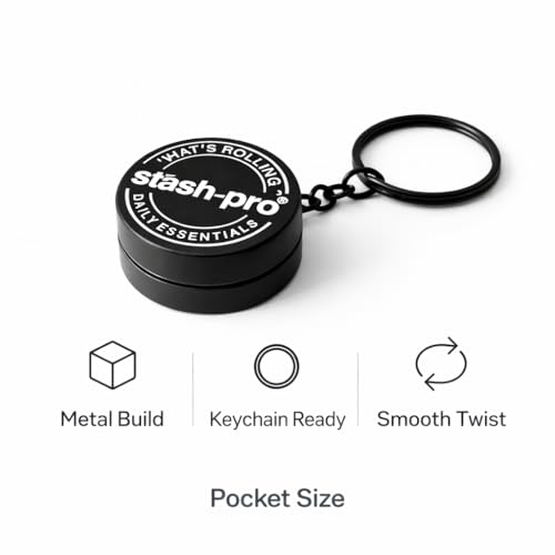 Image of Stash-Pro Mini Metal Grinder with Keychain | Pocket Herb & Spice Crusher | Black