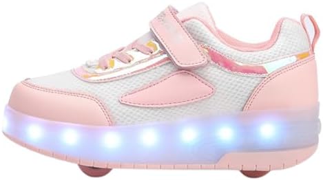 Kids Roller Skate Shoes with Retractable Wheels Rechargeable LED Light Up Sneakers for Christmas Birthday Gifts