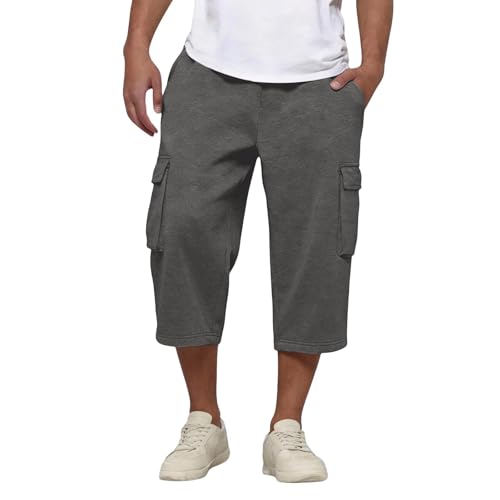 Pantalon capri cargo pour homme coupe ample décontractée avec taille élastique