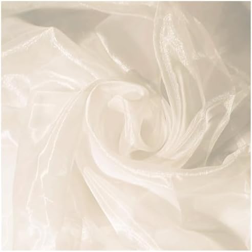 MDS® Pack of 5 Yard Sheer Organza Fabric for Wedding Party Home Event Banquet Decorations, Backdrop Curtain Craft Dress Sewing Fashion DIY Crystal Organza Tulle Fabric Bolt 44” Wide - Cream - 4