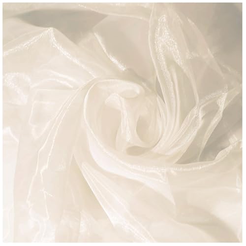 MDS Pack of 10 Yard Sheer Organza Fabric for Wedding Party Home Event Banquet Decorations Backdrop Curtain Craft Dress Sewing Fashion DIY Crystal Organza Tulle Fabric Bolt 44 Wide - Cream