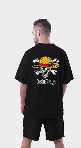 Image of Be Crazy Oversized Loose Baggy Fit Drop Shoulder Half Sleeves Pure Cotton Anime Graphic Printed T-Shirt for Men
