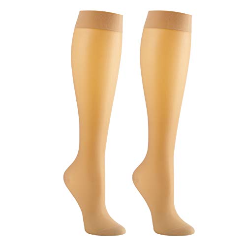 Supporo Knee High Compression Socks For Women, Used For Sports, Medical, and Travel to Boost Blood Circulation and Recovery 12 – 16 mmhg, Large, Beige