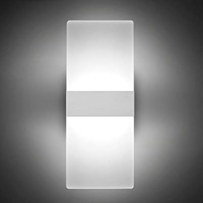 ChangM Modern LED Acrylic Wall Sconce 12W Cool White 6000K Up Down Lamp for Bedroom Corridor Stairs Bathroom Indoor Lighting Fixture Lamps Home Room Decor Not Dimmable No Plug(1 Pack)