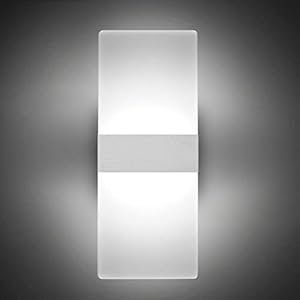 ChangM Modern LED Acrylic Wall Sconce 12W Cool White 6000K Up Down Lamp for Bedroom Corridor Stairs Bathroom Indoor Lighting Fixture Lamps Home Room Decor Not Dimmable No Plug(1 Pack)