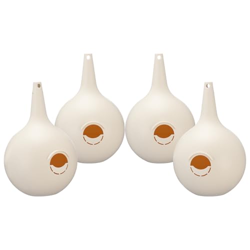 LemonRoad 4 Pieces Martin Gourds Wild Bird Lovers Purple Martin Gourd House 1.25 Entrance 8 Nest Chamber Plastic White Bird House for Outdoors Yard Garden Shepherds Pole