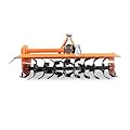 53" 3-Point Rotary Tiller Attachment for Category 1 Tractors, PTO-Driven Cultivator, 540 RPM Gearbox, 32 L-Shaped Replaceable Blades, 5" Tillage Depth