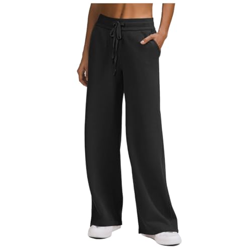 Women's Casual Straight Leg Pants High Waisted Baggy Sweatpants for Women with Drawstring Elastic Waist Lounge Pants