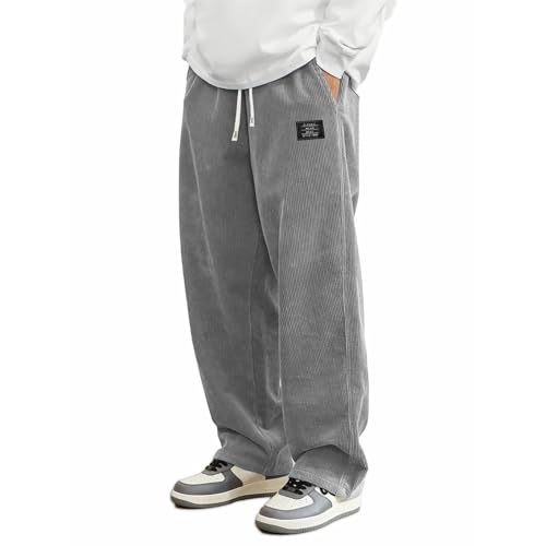 Pantalon long en velours côtelé marron pour homme avec poches
