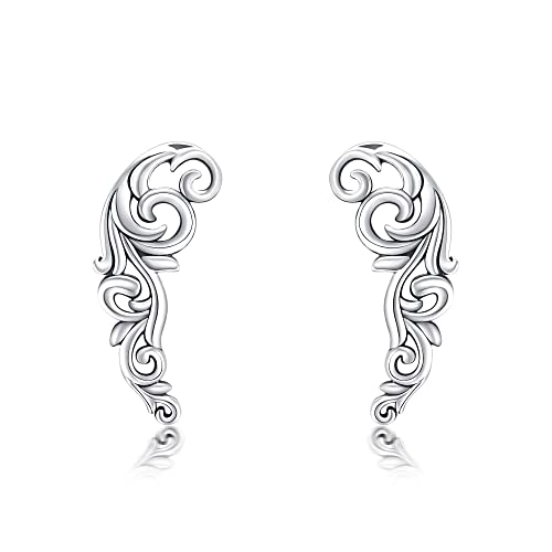 Leaf Ear Climbers Earrings for Women Sterling Silver Vintage Ear Crawler Earrings Jewelry Gifts for Women by CUPENDA - Used condition - US$30.59